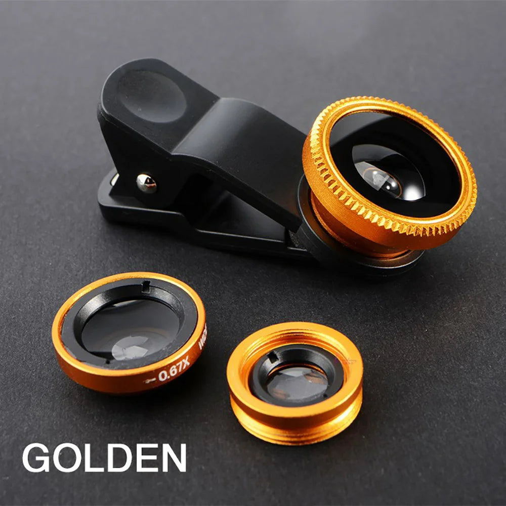 3-in-1 Smartphone Camera Lens Kit | Fish Eye, Wide Angle & Macro Lens Set