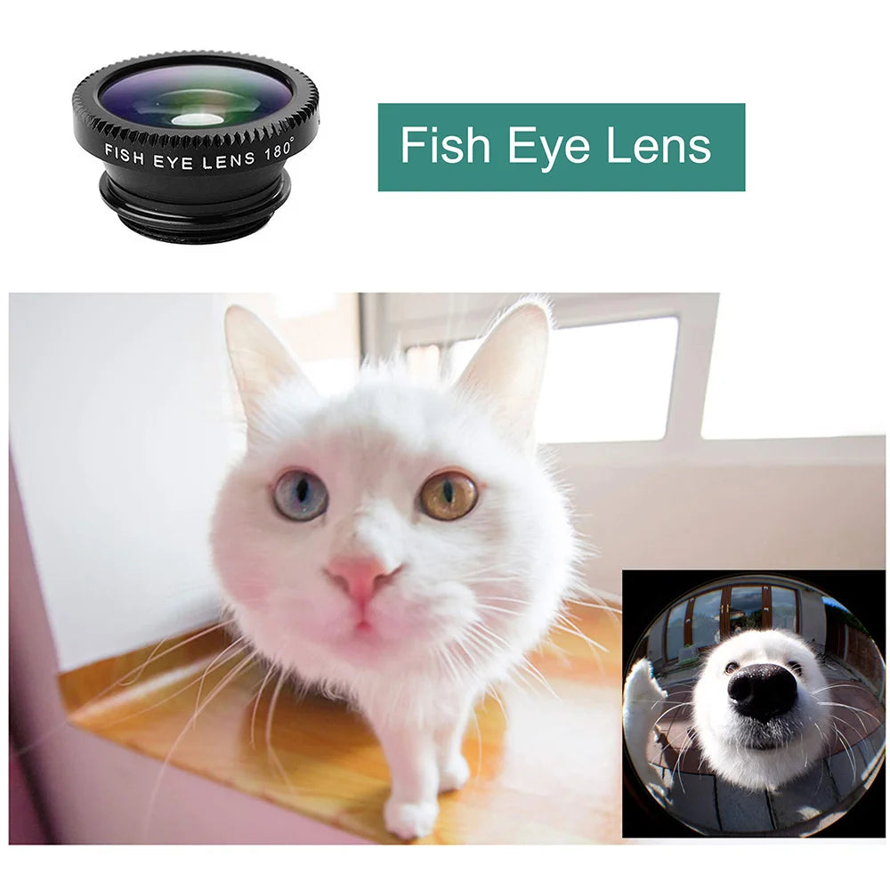 3-in-1 Smartphone Camera Lens Kit | Fish Eye, Wide Angle & Macro Lens Set