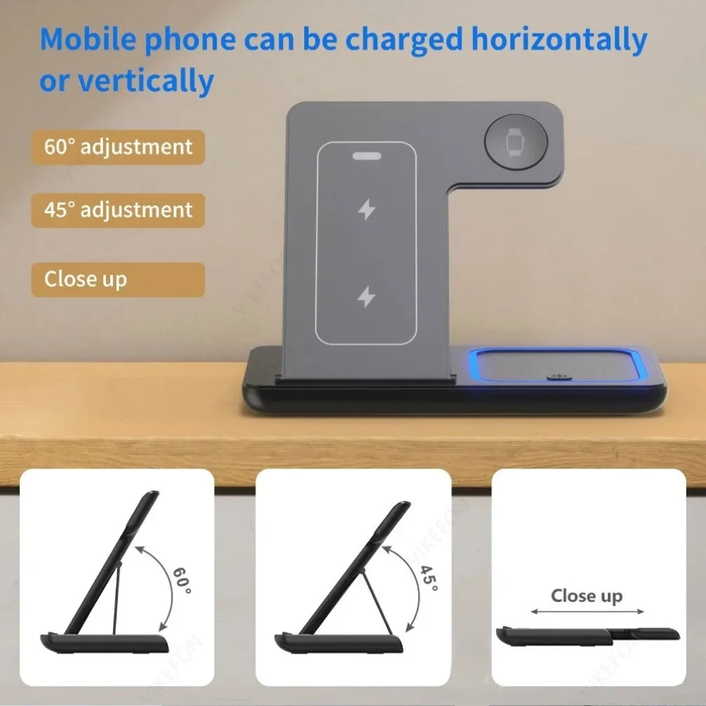 3-in-1 Wireless Charging Station | Premium Fast Charger for iPhone, Apple Watch & AirPods