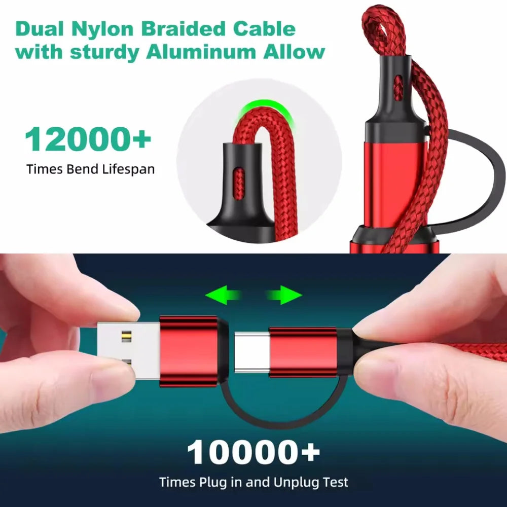 3-in-2 Fast Charging Cable – USB-C, Lightning & Micro USB