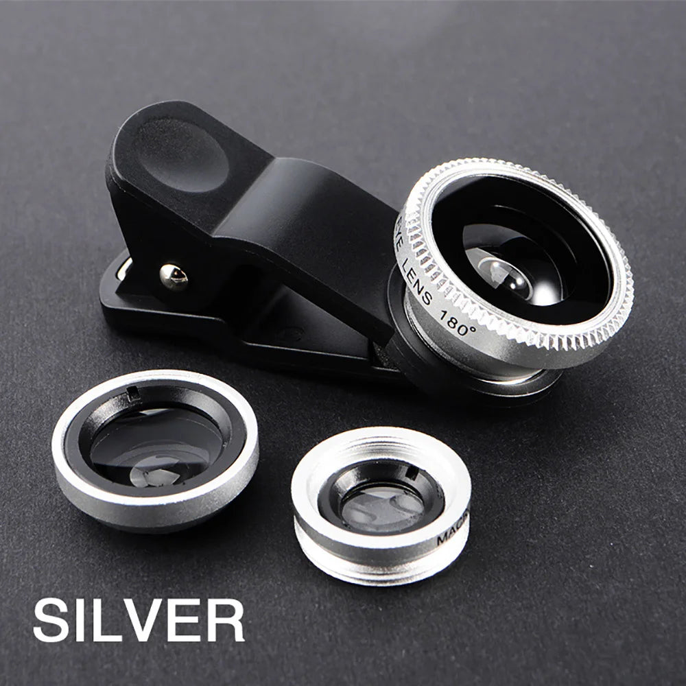 3-in-1 Smartphone Camera Lens Kit | Fish Eye, Wide Angle & Macro Lens Set