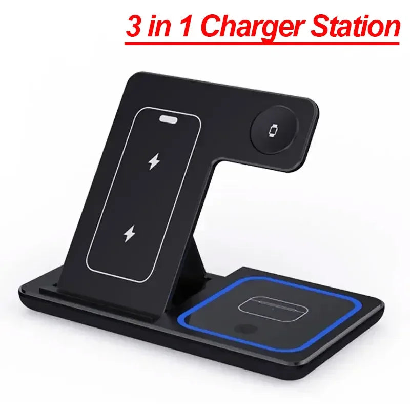 3-in-1 Wireless Charging Station | Fast Charger for iPhone, Apple Watch & AirPods