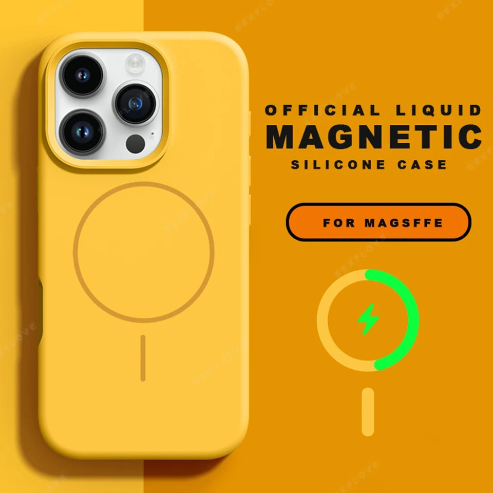 Magnetic MagSafe Silicone iPhone Case with Lanyard