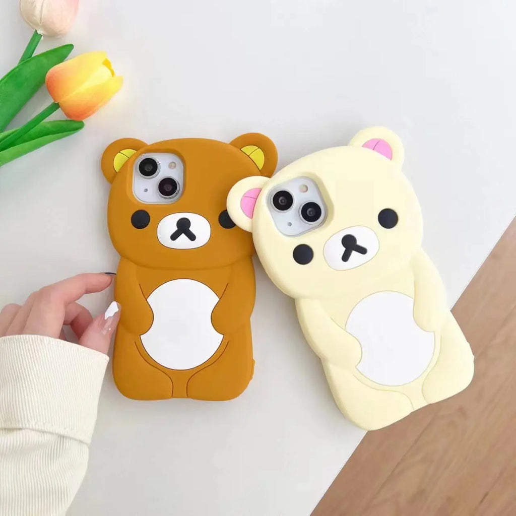 Cute Bear Silicone Case for iPhone | Adorable Cartoon Protective Cover