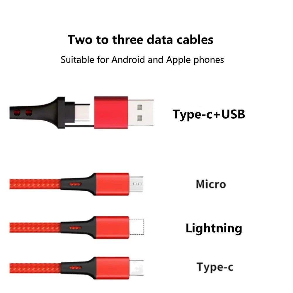 3-in-2 Fast Charging Cable – USB-C, Lightning & Micro USB