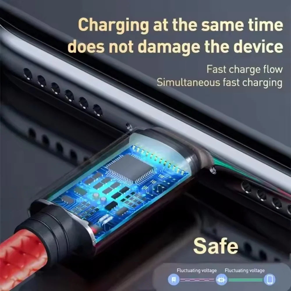 3-in-2 Fast Charging Cable – USB-C, Lightning & Micro USB