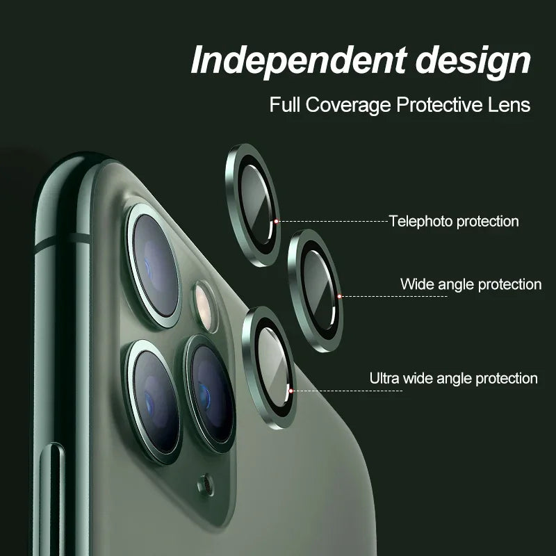 Premium Metal Camera Lens Protector | Tempered Glass Lens Rings for iPhone