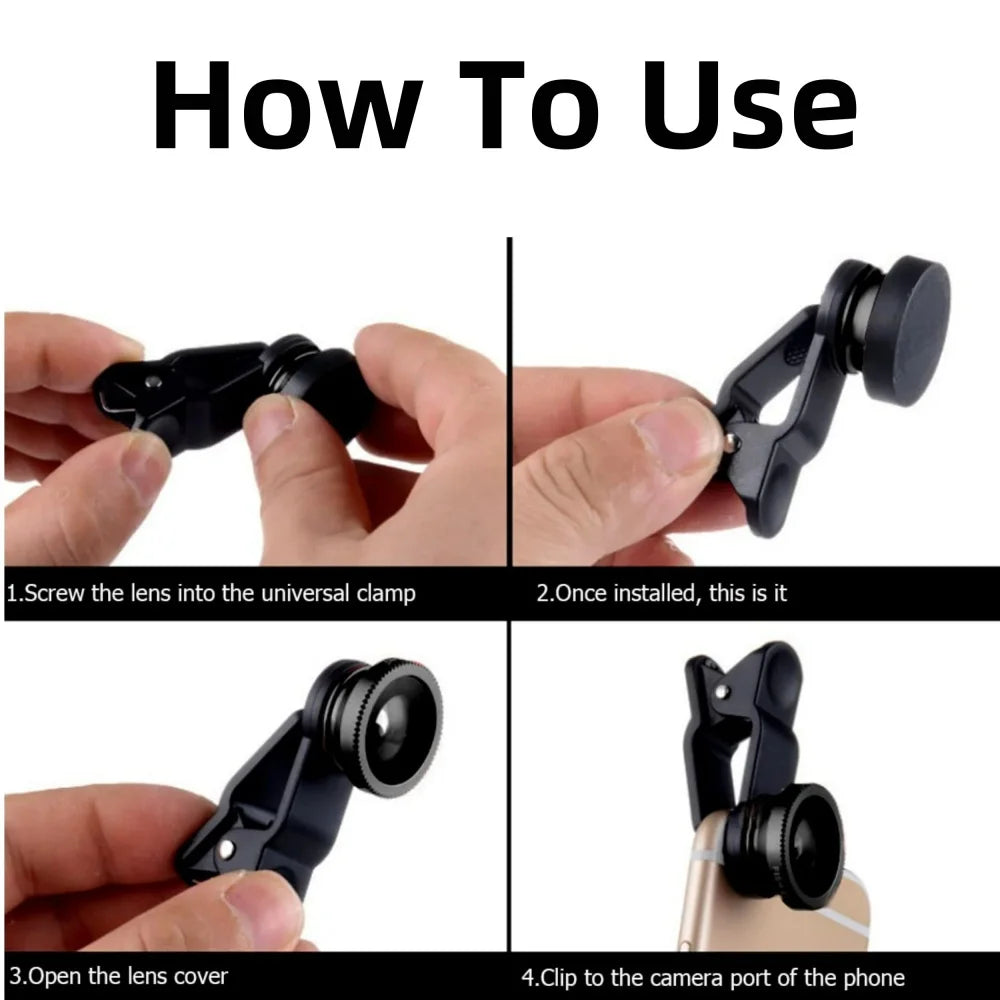 3-in-1 Smartphone Camera Lens Kit | Fish Eye, Wide Angle & Macro Lens Set