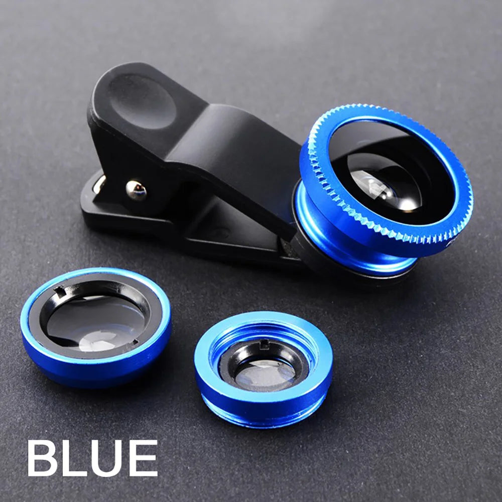 3-in-1 Smartphone Camera Lens Kit | Fish Eye, Wide Angle & Macro Lens Set
