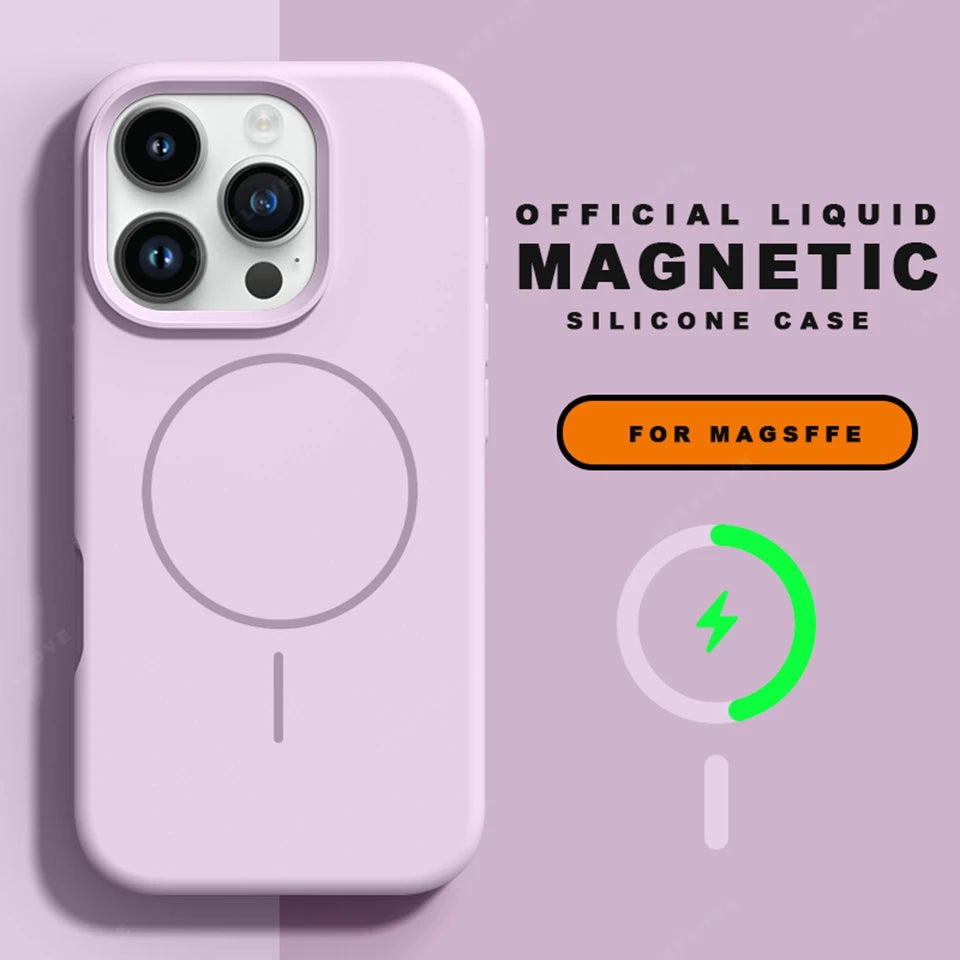 Magnetic MagSafe Silicone iPhone Case with Lanyard