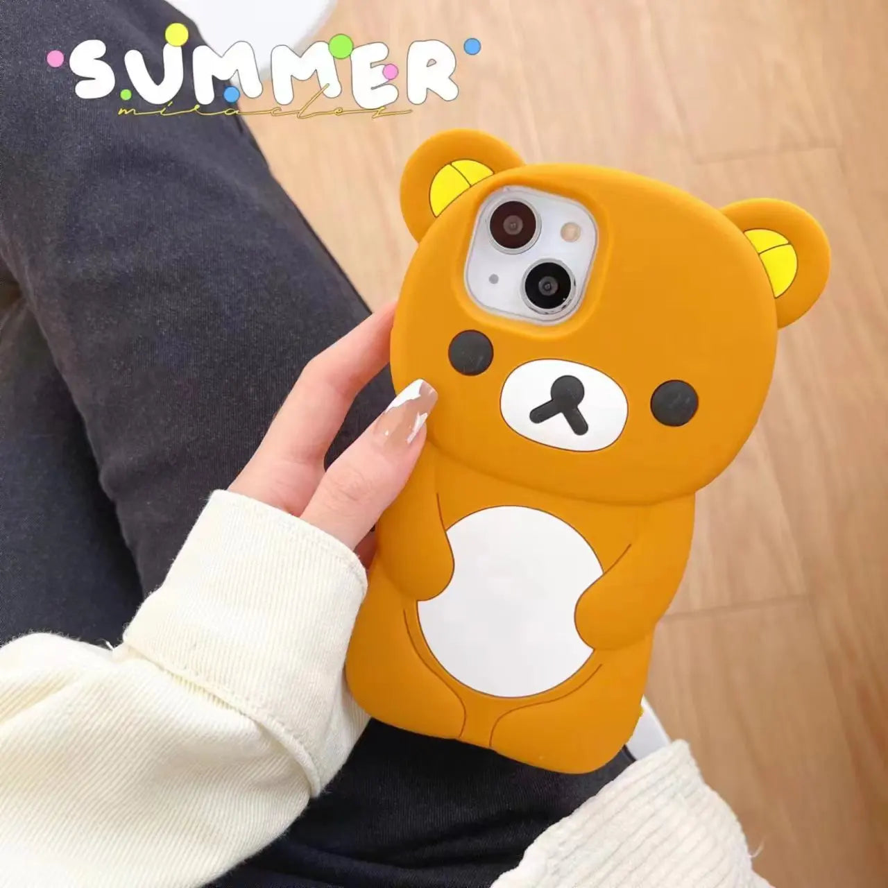 Cute Bear Silicone Case for iPhone | Adorable Cartoon Protective Cover