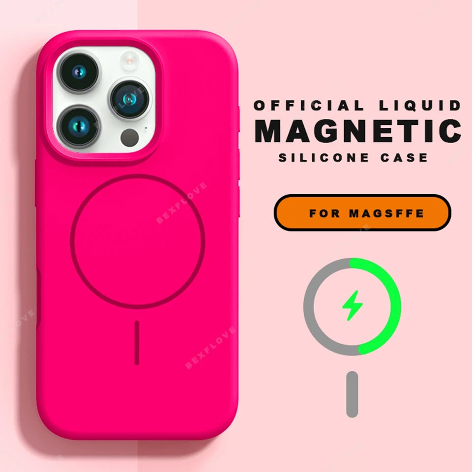 Magnetic MagSafe Silicone iPhone Case with Lanyard