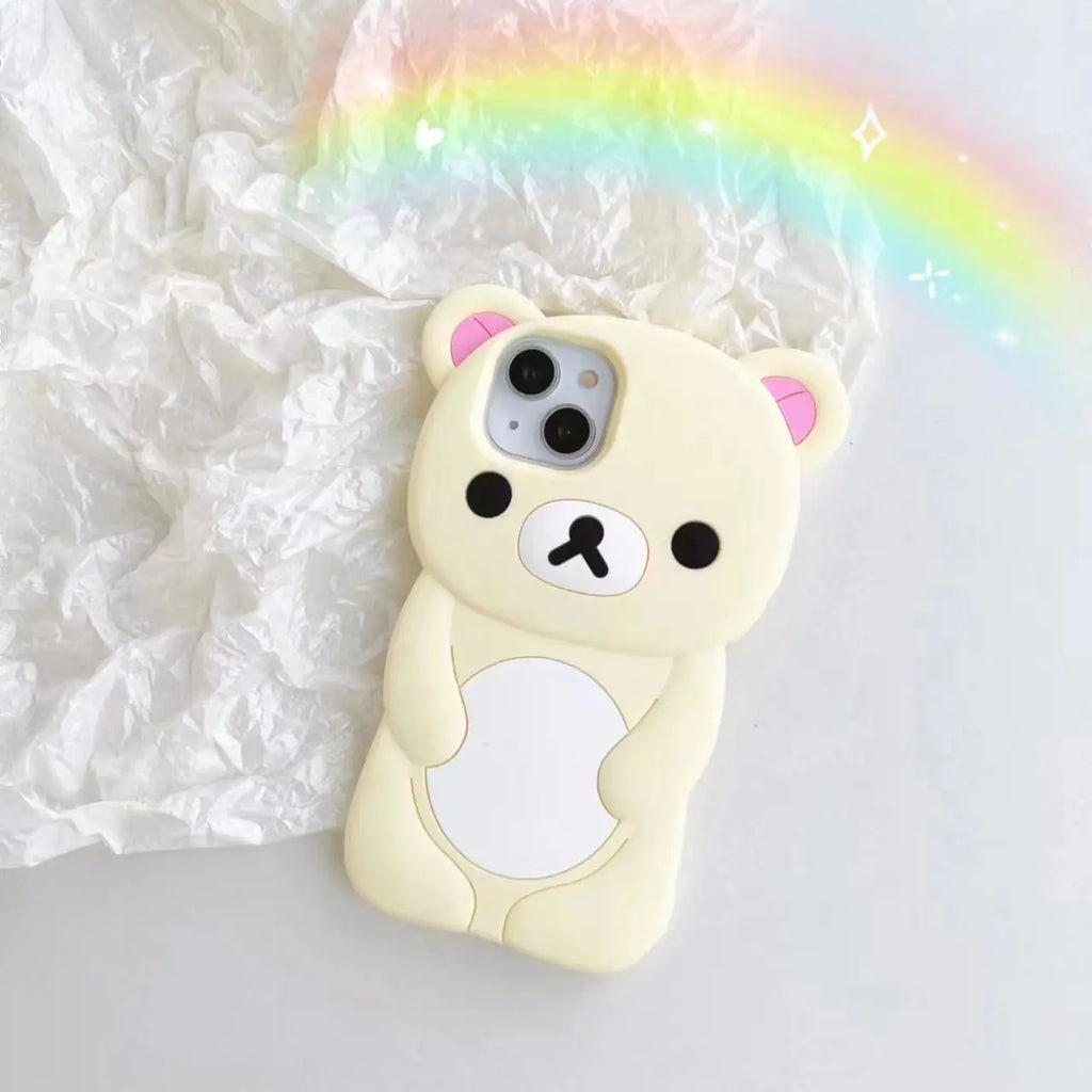 Cute Bear Silicone Case for iPhone | Adorable Cartoon Protective Cover