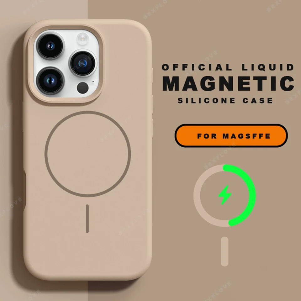 Magnetic MagSafe Silicone iPhone Case with Lanyard