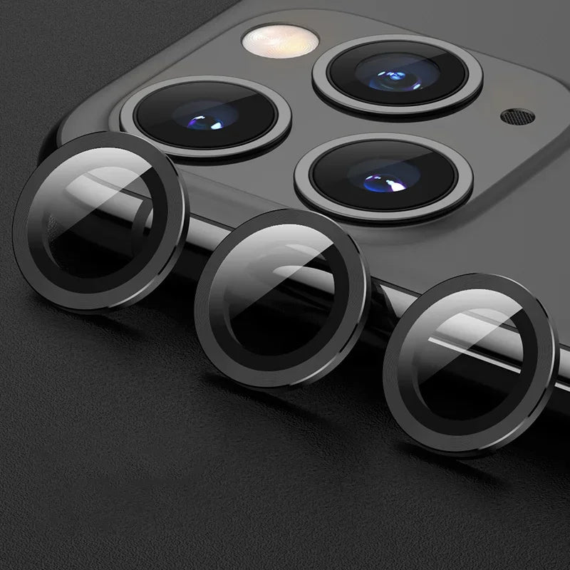 Premium Metal Camera Lens Protector | Tempered Glass Lens Rings for iPhone