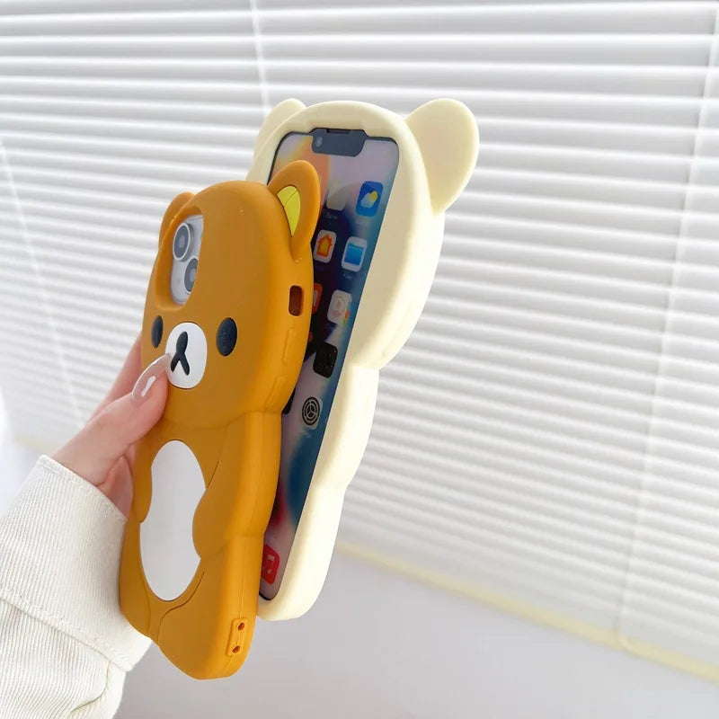 Cute Bear Silicone Case for iPhone | Adorable Cartoon Protective Cover