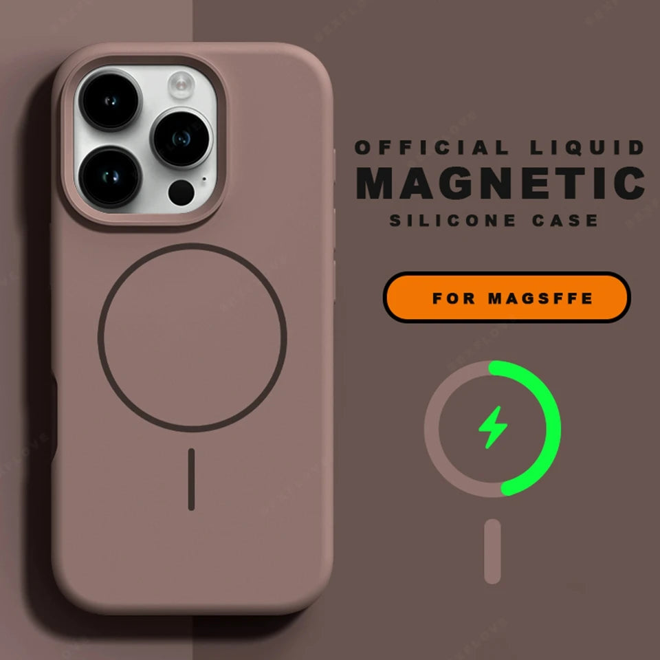 Magnetic MagSafe Silicone iPhone Case with Lanyard